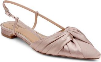 Badgley Mischka Zarah Pointed Toe Slingback Flat in Dark Nude Satin at Nordstrom, Size 5.5