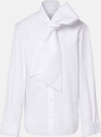 Saint Laurent Tie-neck cotton poplin blouse