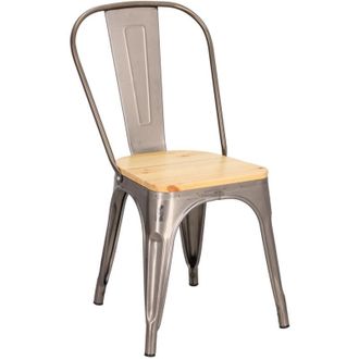 OEM Silla Met&aacute;lica Par&iacute;s Madera De Metal Pino Natural