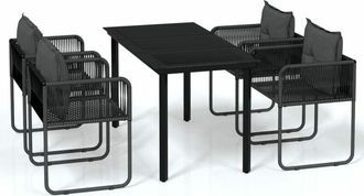 vidaXL Juego De Comedor Para Jard&iacute;n 5 Piezas Negro Vidaxl