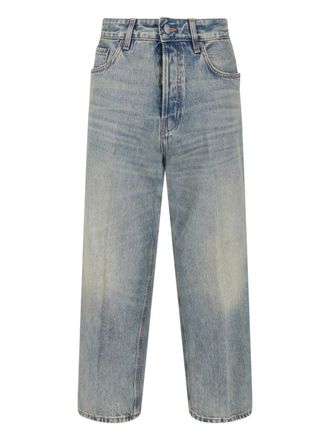 Haikure Blue Cotton Denim Straight-Leg Jeans With Five-Pocket Design