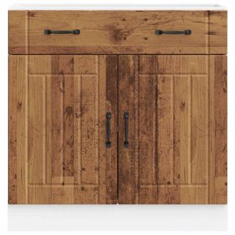 Berkfield Home Kitchen Base Cabinet Lucca Old Wood Engineered Wood in Brown