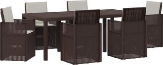 vidaXL Conjunto De Comedor De Jard&iacute;n 7 Uds. Marr&oacute;n Y Gris Claro Pp Vidaxl