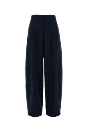 Alexander McQueen Alexander Mcqueen Navy Blue Wool Wide Leg Pant