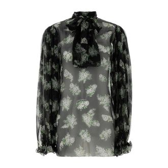 Dolce & Gabbana Blouses, female, Multicolor, Size: XS Printed Silk Blouse