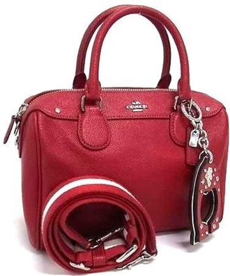 Coach Red Color Leather Handbag Shoulder Bag Tote Bag (Pre-Owned)
