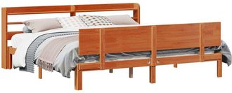 vidaXL Bed Frame with Headboard 2 pcs Wax Brown Solid Pine Wood vidaXL