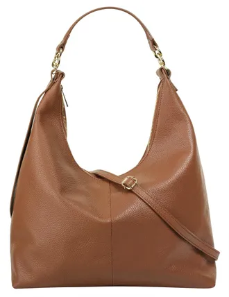Samantha Look Shopper SAMANTHA LOOK, Damen, Gr. B/H/T: 36cm x 40cm x 13cm onesize, braun (cognac), Leder, leicht gl&auml;nzend, unifarben, Taschen Shopper, Made in Italy