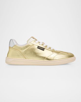 Versace Men & apos;s Laminated Leather T-Toe Low-Top Sneakers