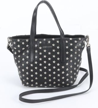 Jimmy Choo London Black Leather Handbag Shoulder Bag Tote Bag (Pre-Owned)