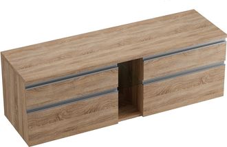 Vente-Unique Mueble de ba&ntilde;o suspendido - Color natural claro - 150 cm - MAGDALENA II