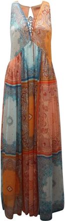 Twinset Bandana Zijrits Jurk - Dames - Maxi kleedjes - Veelkleurig - S - Kleedjes