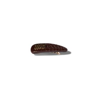 Miu Miu Crocodile Embossed Calfskin Hair Clip, Woman, Cocoa Brown