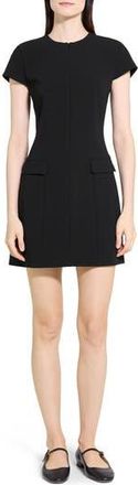 Theory Short Sleeve Front Zip Minidress in Black at Nordstrom Rack, Size 16