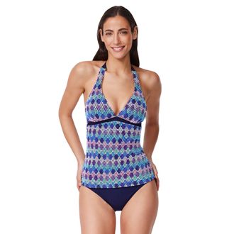 Gottex Retro Riviera Halter Netted Crochet Tankini Top