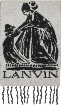 Lanvin Gray Fluffy Melange Virgin Wool Scarf