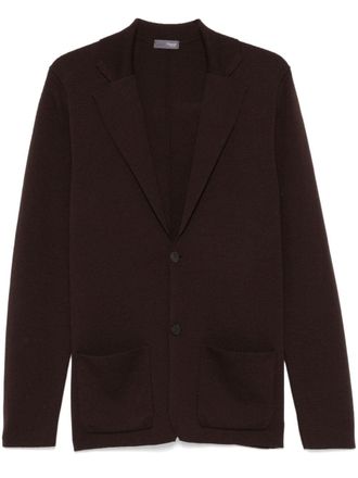 Drumohr Blazer met enkele rij knopen van merinowol - Bruin