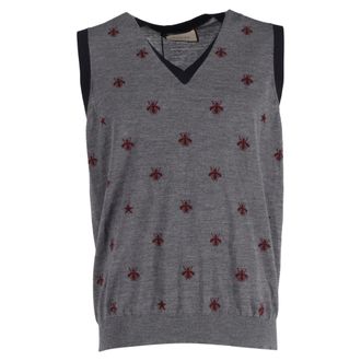Gucci Gucci Bee & Star sweatervest in grijze wol