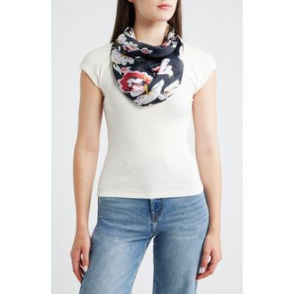 Treasure & Bond 4-Piece Scrunchie & Square Scarf Set in Fuscia- Navy Combo at Nordstrom