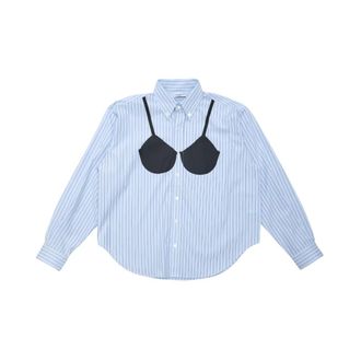 Vaquera Camisa con Botones Trompe Loeil - Blouses & Shirts - Mujer - Azul - L