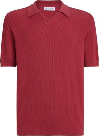 Brunello Cucinelli T-shirt met V-hals - Rood
