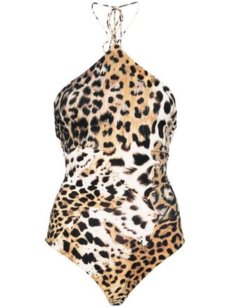 Roberto Cavalli Body con stampa Jaguar Skin - Toni neutri
