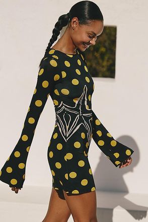 Cala de la Cruz 100% Linen Maisha Long-Sleeve Mini Dress