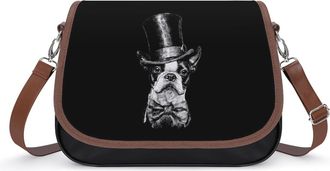 Generic Old Boston Terrier Dog Fashion Womens Crossbody Bags Novelty Handbag Shoulder Bag Purse