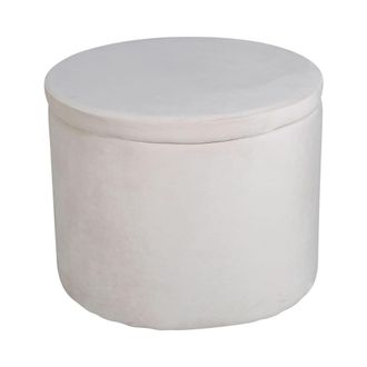 Venture Design Ottoman cofre redondo de terciopelo &oslash;51cm - beige