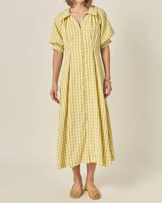 English Factory Ayla Puff Sleeve Dress In Pistachio