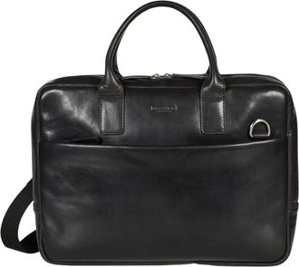 Howard London Laptop Bag Stanley - Heren - Laptoptassen - Zwart - ONE Size - Leer - Tassen