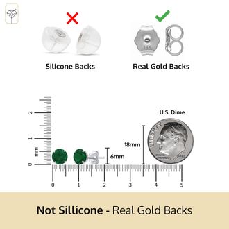 MAX + STONE 14k Yellow or White Gold 6mm Round Solitaire Gemstone Stud Earrings