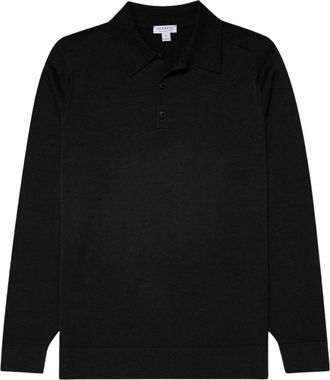Sunspel Polo de lana merino - Tops - Hombre - Negro - XL