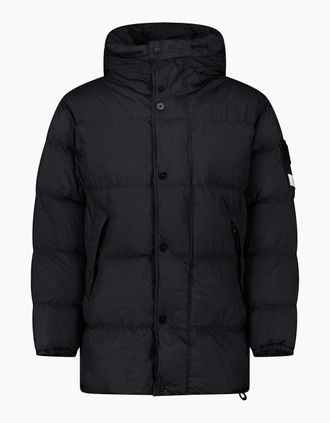 Stone Island Mens Stone Island Hooded Down Crinkle Reps NY Jacket in Black - Size: 42/Regular