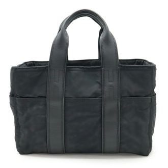Herm&egrave;s Black Nylon Handbag Tote Bag (Pre-Owned)