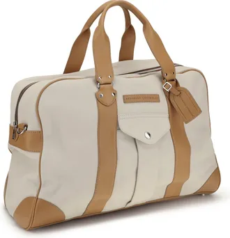 Brunello Cucinelli Mens Street Travel Bag Ghiaccio+naturale Calf Leather Bos Taurus Suitcases