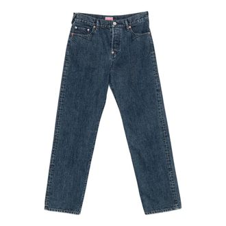 Kenzo Jeans, Heren, Blauw, W26, Katoen, Signature Logo-Embroidered Straight-Leg Jeans