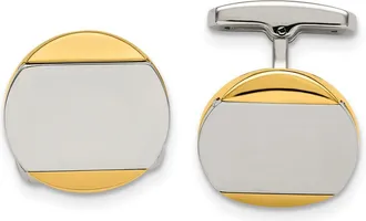 Diamond2Deal Stainless Steel Polished Yellow IP-plated Circle Cufflinks