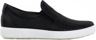 Ecco Womens Soft 7 Woven Slip On 2.0 Shoe In Black