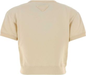 Prada Womens Pastel Yellow Cotton T-Shirt Giallo Exterior Exterior: T-shirts And Polos