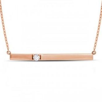 Allurez Horizontal Bar Necklace with Diamond Accent 14k Rose Gold 0.10ct