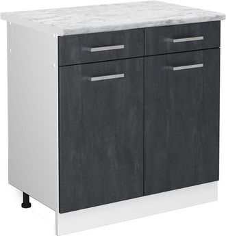 Vicco Mueble Bajo De Cocina R-line, Hormig&oacute;n Negro, 80 Cm Et M&aacute;rmol