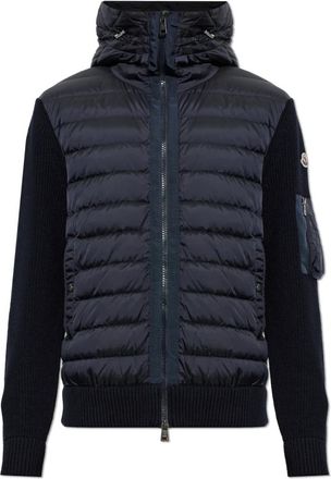 Moncler Colbert met coltrui en doorgestikt voorpand - Heren - Vesten - Blauw - M - Wol - Truien & Vesten
