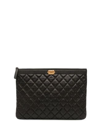 Chanel 2018 Medium Quilted Caviar Boy O Case clutch bag - Nero