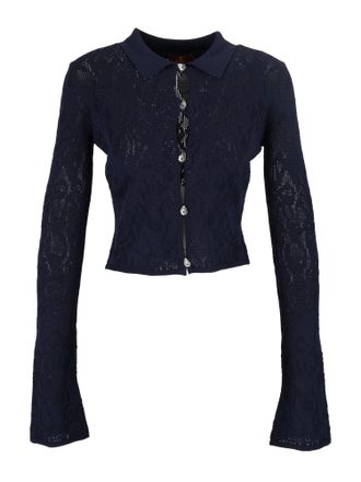 Dondup Blue Cropped Delicate Lace Cardigan