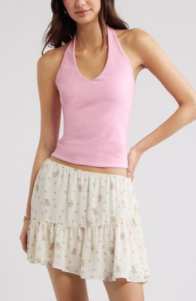 BP. Stretch Cotton Halter Top in Pink Sweet at Nordstrom, Size Xx-Small