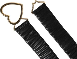 Dolce & Gabbana Black Leather Gold Heart Metal Buckle Womens Belt