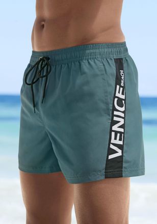 Venice Beach Badeshorts VENICE BEACH, Herren, Gr. XXL (58/60), N-Gr, gr&uuml;n, Microfaser, Recycling-Polyester, unifarben mit Farbeinsatz, Badehosen Badeshorts, mit gr