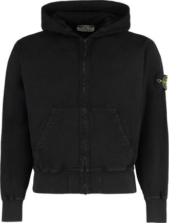 Stone Island Black Logo Zipper Hoodie