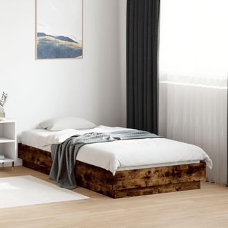 vidaXL Estructura Cama Sin Colch&oacute;n Madera Roble Ahumado 75x190 Cm Vidaxl